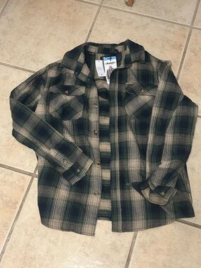 Buffalo David Bitton Olive & Tan Plaid Shirt Jacket